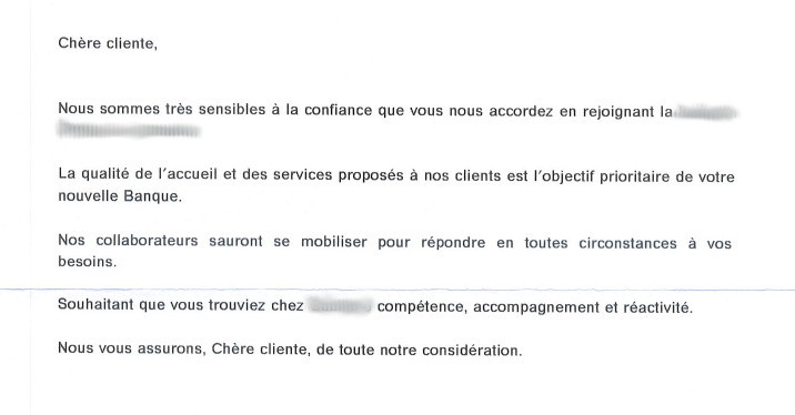 J’ai reçu un courrier de ma banque …